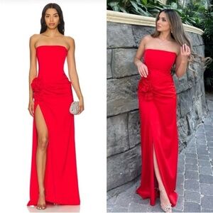 NBD Red Strapless Maxi Dress